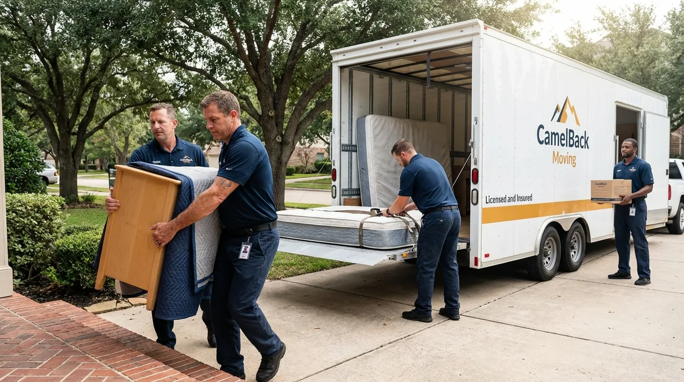Crew loading residential truck for cross-state move from Roy, UT